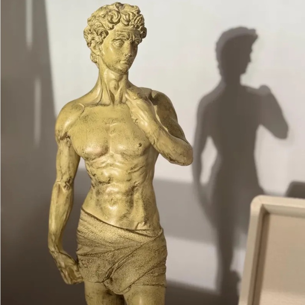 Mid-Century David Statue – 20” Plaster Reproduction with Antiqued Finish